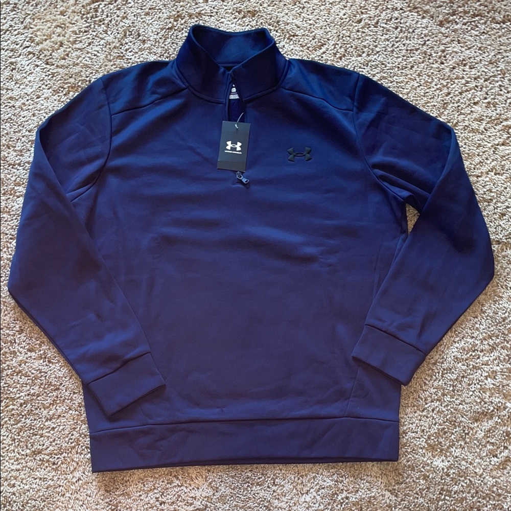 NWT Under Armour Deep Blue Quarter-Zip fleece Sweatshirt size large